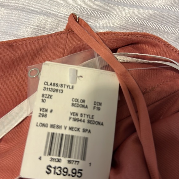 David’s bridal dress sz 10 classic style color Sedona long mesh V neck spa #298 - Picture 7 of 7